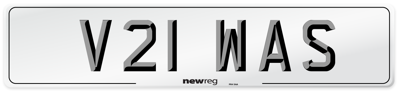 V21 WAS Number Plate from New Reg